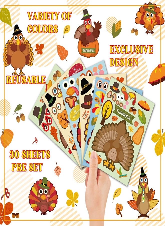 DUJAA 30 Sheet Turkey Stickers Thanksgiving Stickers for Kids, Thanksgiving Party Favors Supplies Sticker for Kids Turkey Games Crafts Sticker Autumn Fall Harvest Thanksgiving Decorations - Image 5
